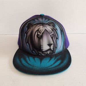 Vintage 90s Decky Snapback Hat Airbrushed Tiger Street Art Signed